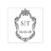 Crest Monogram French Vintage Wedding ラバースタンプ (インプリント)