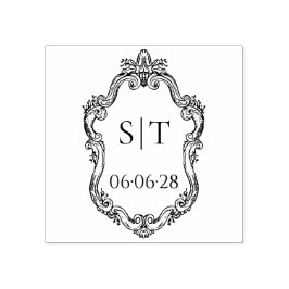 Crest Monogram French Vintage Wedding ラバースタンプ