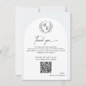 Crest Monogram wedding QR-code photo album  サンキューカード (正面)