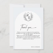 Crest Monogram wedding QR-code photo album  サンキューカード (正面)
