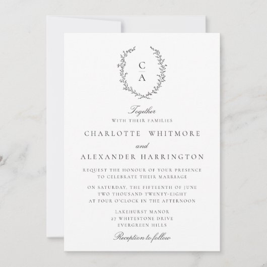 Crest,  Old Money Aesthetic, transparent backgroud 招待状 (正面)