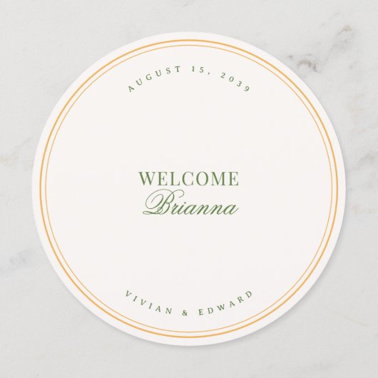 Crest Palm Tree Monogram Custom Guest Name Wedding メニュー (裏面)