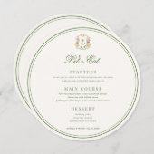 Crest Palm Tree Monogram Lets Eat Round Wedding メニュー (正面/裏面)