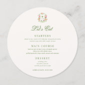 Crest Palm Tree Monogram Lets Eat Round Wedding メニュー (正面)