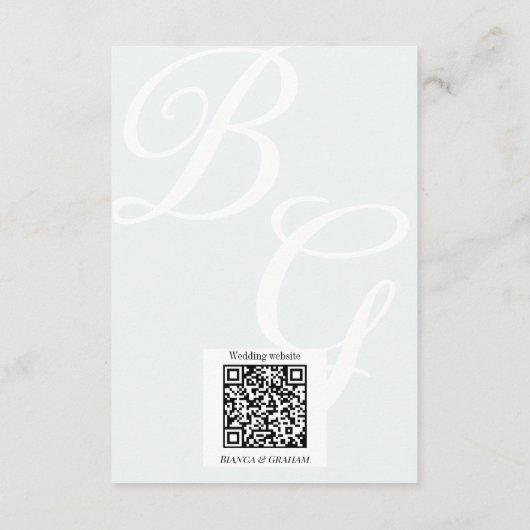 Crest Wedding Monogram black & white details エンクロージャーカード (裏面)
