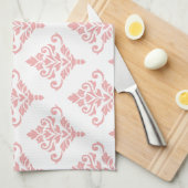 Crestaのダマスク織パターン(b)ピンク キッチンタオル (四つ折り)