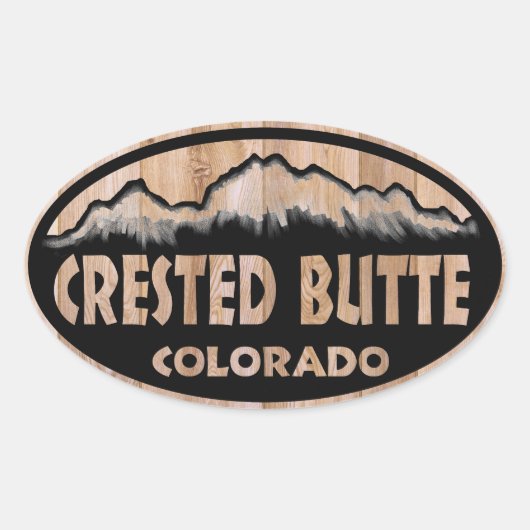 Crested Butte Colorado木製サインオーバルステッカー 楕円形シール (正面)