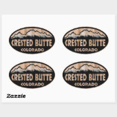Crested Butte Colorado木製サインオーバルステッカー 楕円形シール (シート)