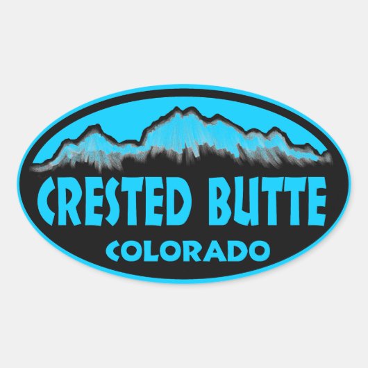 Crested Butte Colorado青い楕円形のシール 楕円形シール (正面)