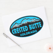 Crested Butte Colorado青い楕円形のシール 楕円形シール (封筒)