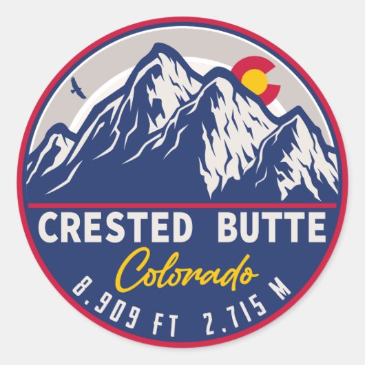 Crested Butte Colorado – キャンピングハイキングお土産 ラウンドシール (正面)