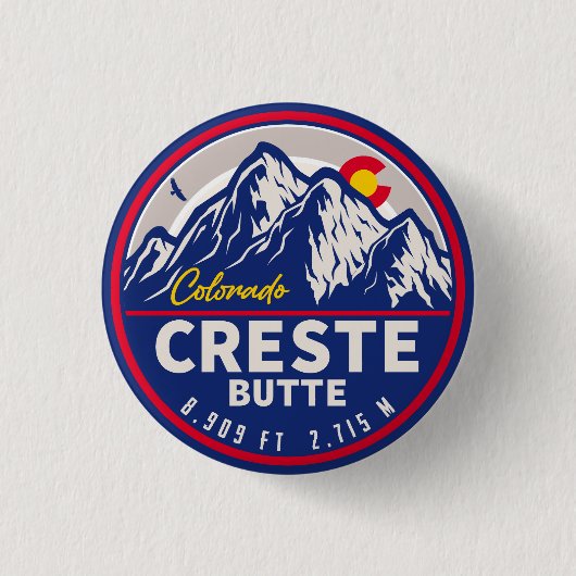 Crested Butte Colorado – キャンピングハイキングお土産 缶バッジ (正面)