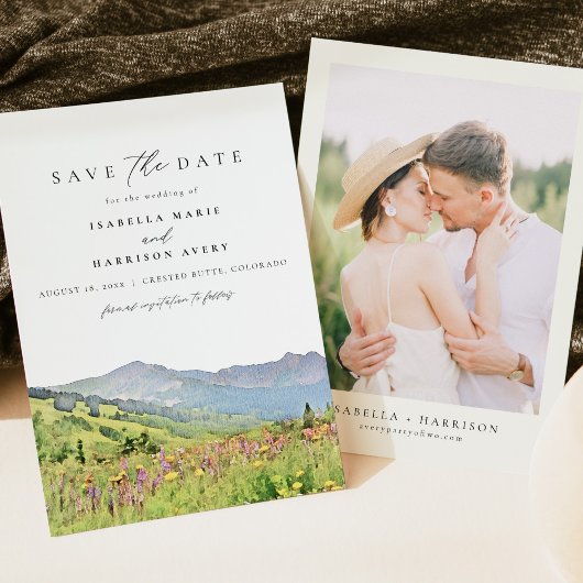 Crested Butte Colorado Skyline Save the Date 招待状