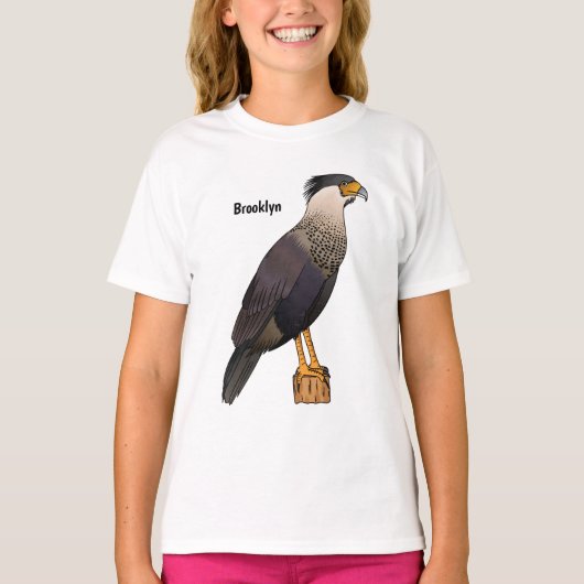 Crested caracara bird cartoon illustration  tシャツ (正面)