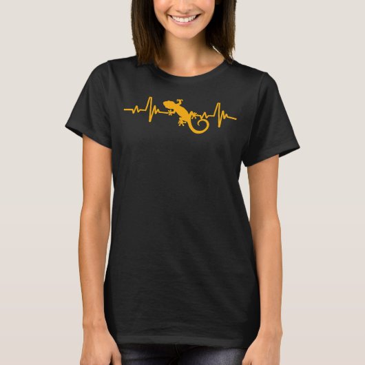 Crested GeckoハートビートGeckoハートビート爬虫類モ Tシャツ (正面)