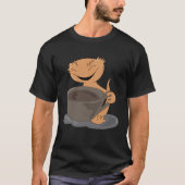 Crested Gecko Coffee Cute Lizard Lazy Office Monda Tシャツ (正面)