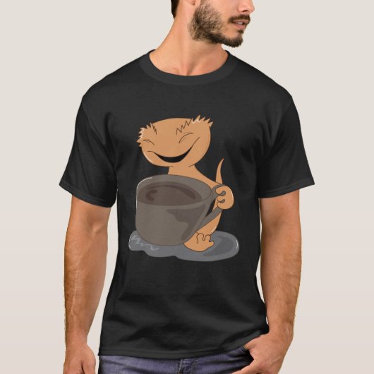 Crested Gecko Coffee Cute Lizard Lazy Office Monda Tシャツ (正面)