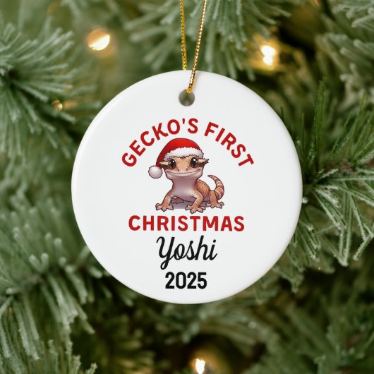 Crested Gecko First Christmas 2025 セラミックオーナメント (ツリー)