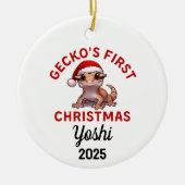 Crested Gecko First Christmas 2025 セラミックオーナメント (正面)