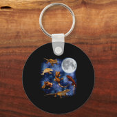 Crested Gecko Moon Retro Reptile Mom Dad Breeder L キーホルダー (正面)
