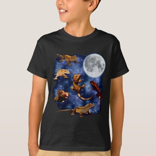 Crested Gecko Moon Retro Reptile Mom Dad Breeder L Tシャツ (正面)