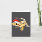 Crested Gecko Santa Hat Christmas Pajama Lizard Re カード (正面)