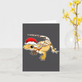 Crested Gecko Santa Hat Christmas Pajama Lizard Re カード (黄色い花)