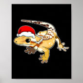 Crested Gecko Santa Hat Christmas Pajama Lizard Re ポスター (正面)