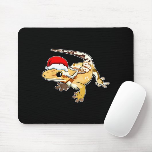 Crested Gecko Santa Hat Christmas Pajama Lizard Re マウスパッド (マウス)