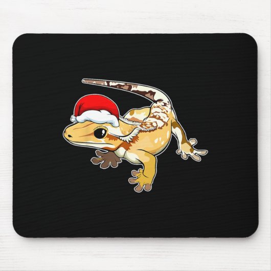 Crested Gecko Santa Hat Christmas Pajama Lizard Re マウスパッド (正面)