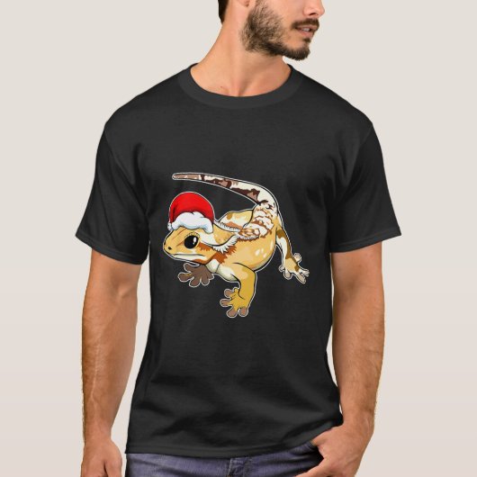 Crested Gecko Santa Hat Christmas Pajama Lizard Re Tシャツ (正面)