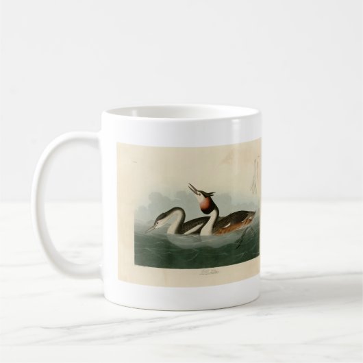 Crested Grebe -素晴らし Audubon's Birds of America コーヒーマグカップ (左)
