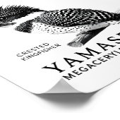 Crested Kingfisher Black & White Art Print ポスター (角)