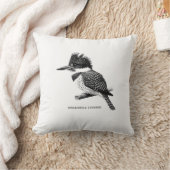 Crested Kingfisher Monochrome Throw Pillow クッション (ブランケット)