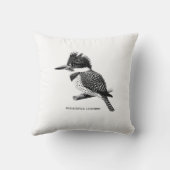 Crested Kingfisher Monochrome Throw Pillow クッション (裏面)