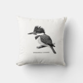 Crested Kingfisher Monochrome Throw Pillow クッション (正面)