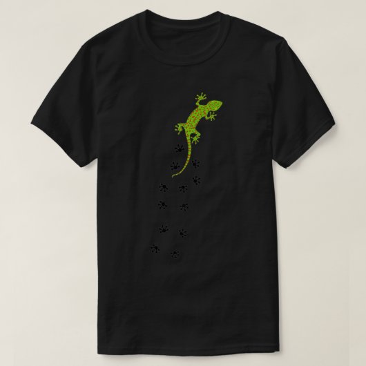 Crested Leopard Gecko Retro Graphic Lizard Tracks Tシャツ (デザイン正面)