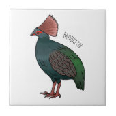 Crested partridge bird cartoon illustration  タイル (正面)