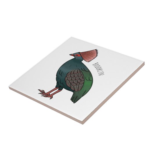 Crested partridge bird cartoon illustration  タイル (側面)