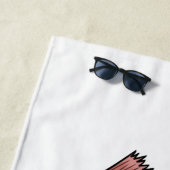 Crested partridge bird cartoon illustration ビーチタオル (インサイチュ)