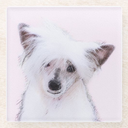 Crested Powderpuff中国のの絵画一覧 – Dog Art ガラスコースター (正面)