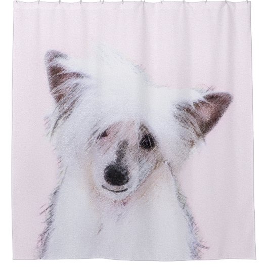 Crested Powderpuff中国のの絵画一覧 – Dog Art シャワーカーテン (正面)