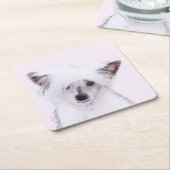 Crested Powderpuff中国のの絵画一覧 – Dog Art スクエアペーパーコースター (アングル)