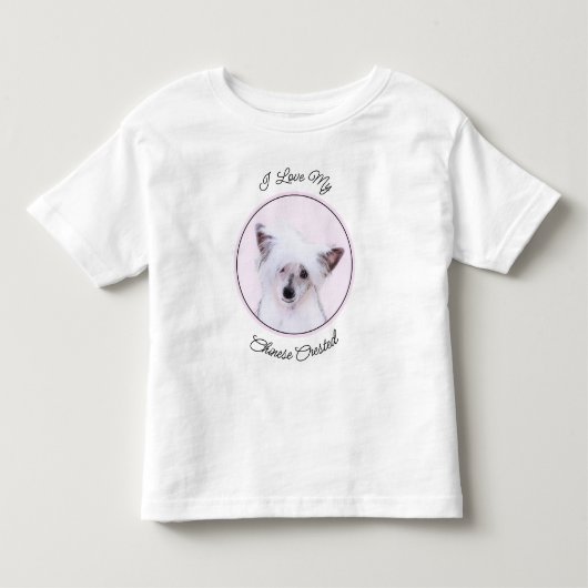 Crested Powderpuff中国のの絵画一覧 – Dog Art トドラーTシャツ (正面)