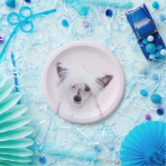 Crested Powderpuff中国のの絵画一覧 – Dog Art ペーパープレート (パーティー)