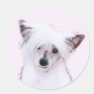 Crested Powderpuff中国のの絵画一覧 – Dog Art ラウンドシール