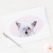 Crested Powderpuff中国のの絵画一覧 – Dog Art 楕円形シール (封筒)