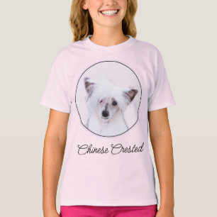 Crested Powderpuff中国のの絵画s - Dog Art T-Sh Tシャツ