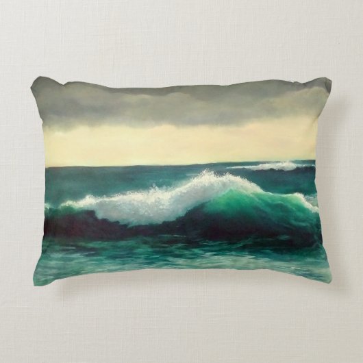 Cresting Wave Seascape Painting, Turbulent Seas アクセントクッション (正面)
