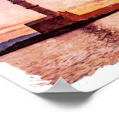 Crete Greece Oil Paint Sunset Art ポスター (角)